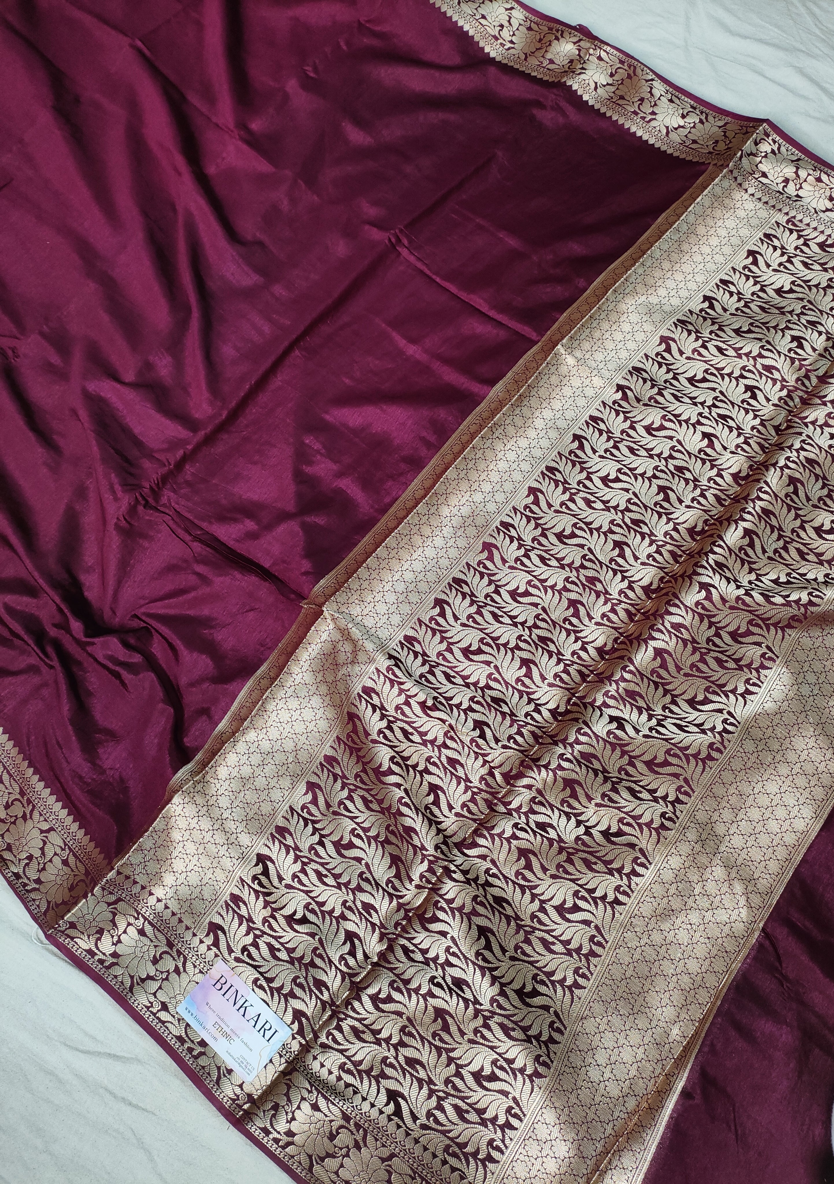 Rose Maron Soft Faux Banarasi Saree & Faux Gold Zari/ Banarasi Saree With Blouse