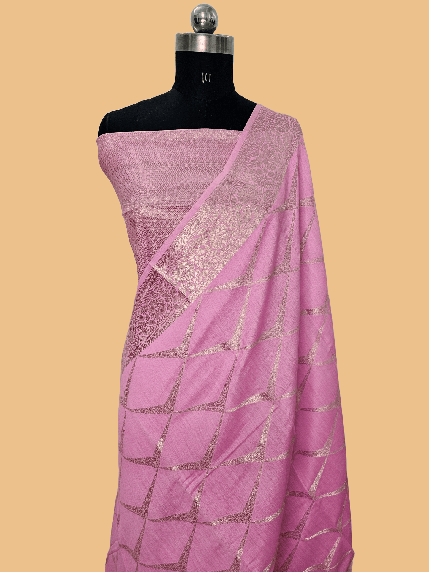 Pure Chiniya Silk Woven Banarasi Saree in Pink