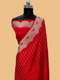 Crimson Red Mashru satin woven banarasi saree