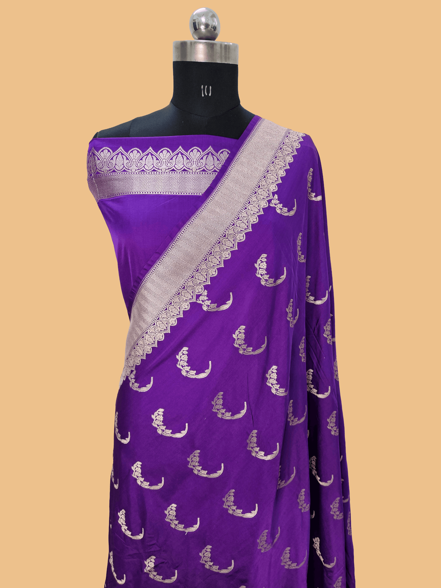 mashru banarasi woven saree in royal purple
