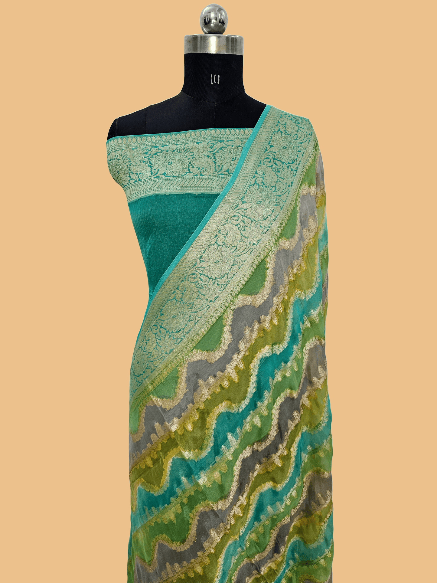 Pure Chiffon Rangkat Handbrush Banarasi Saree