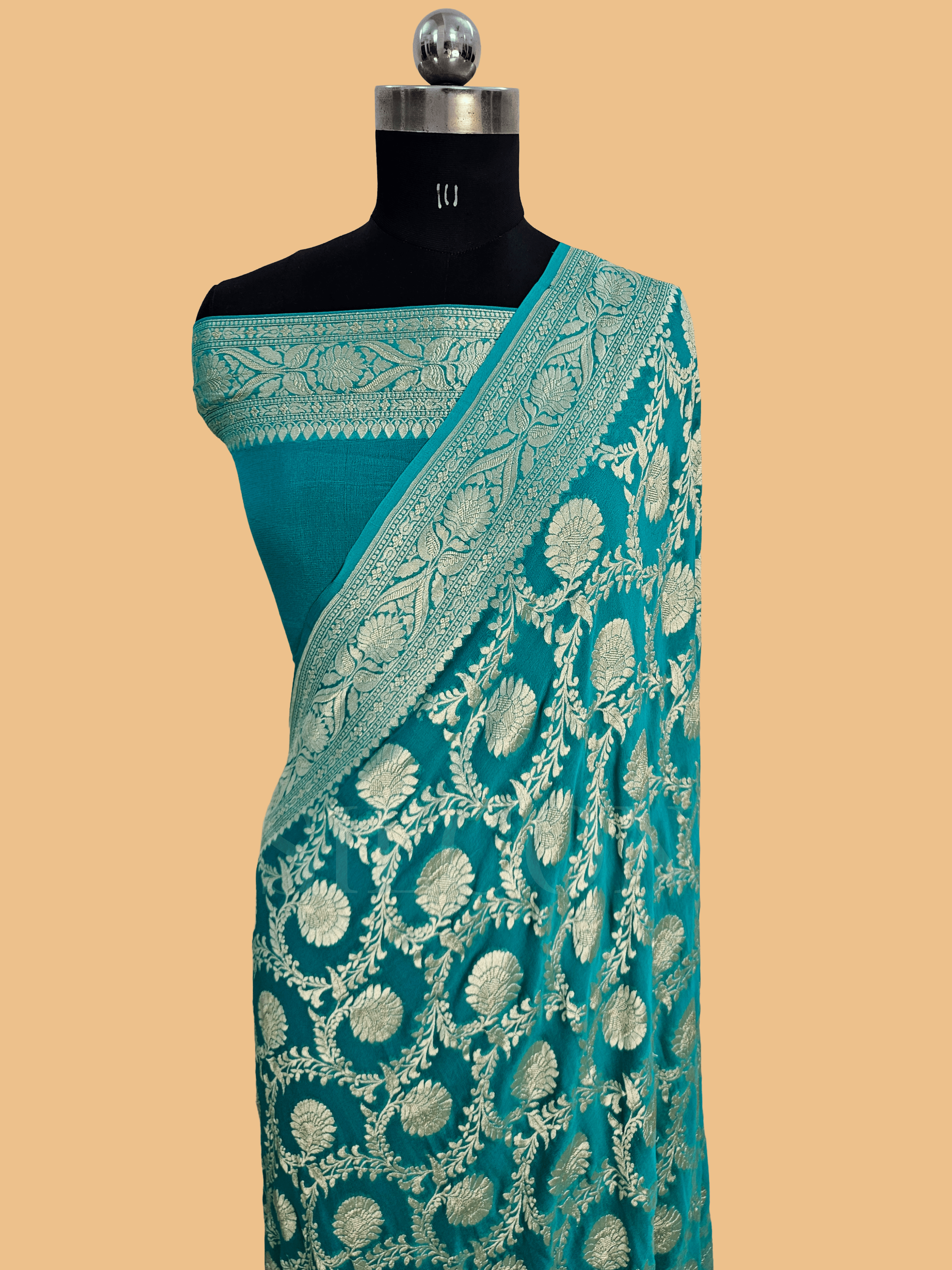 banarasi pure georgette silk woven tested zari saree