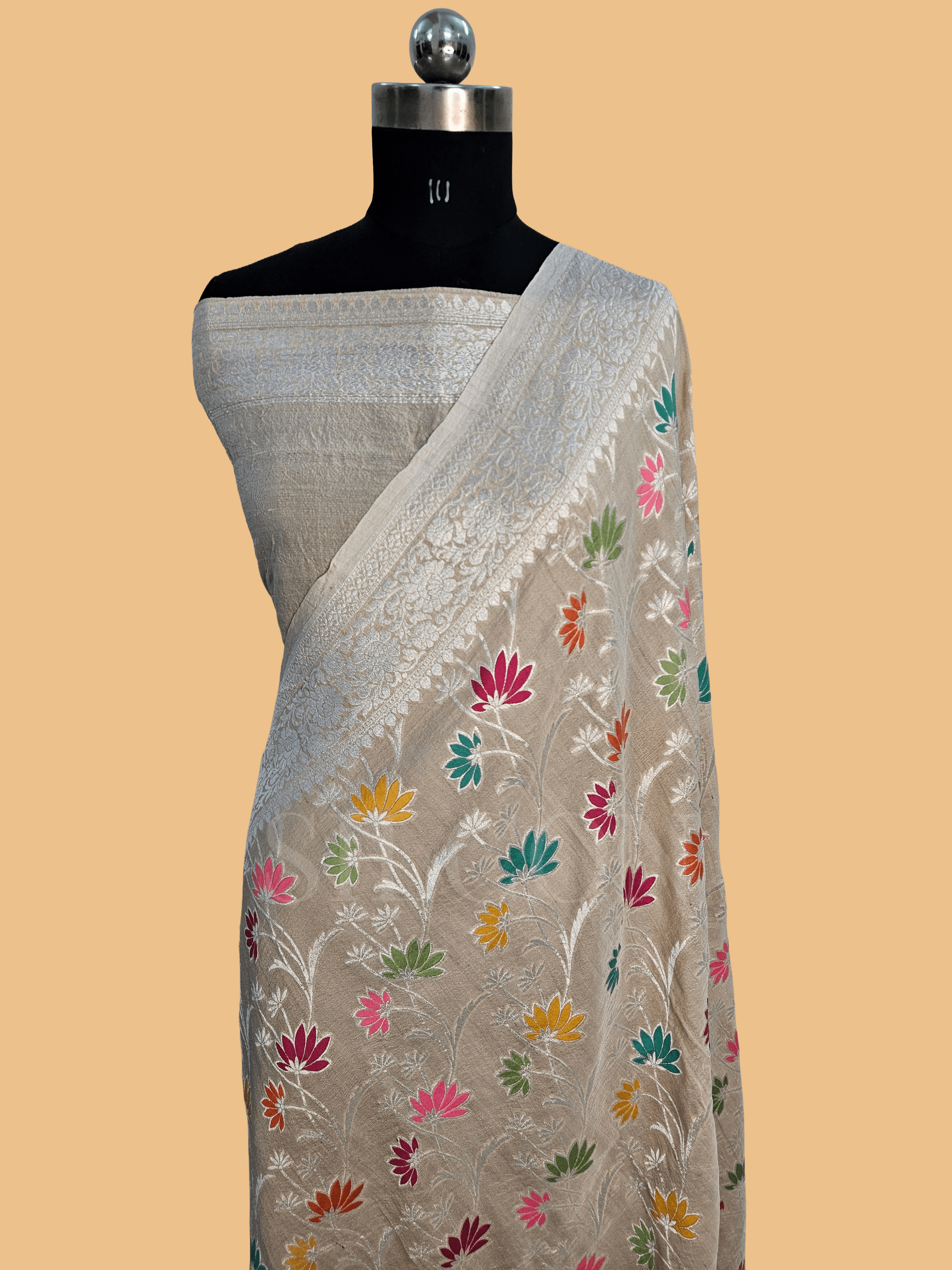 pure natural tussar silk banarasi meena woven saree