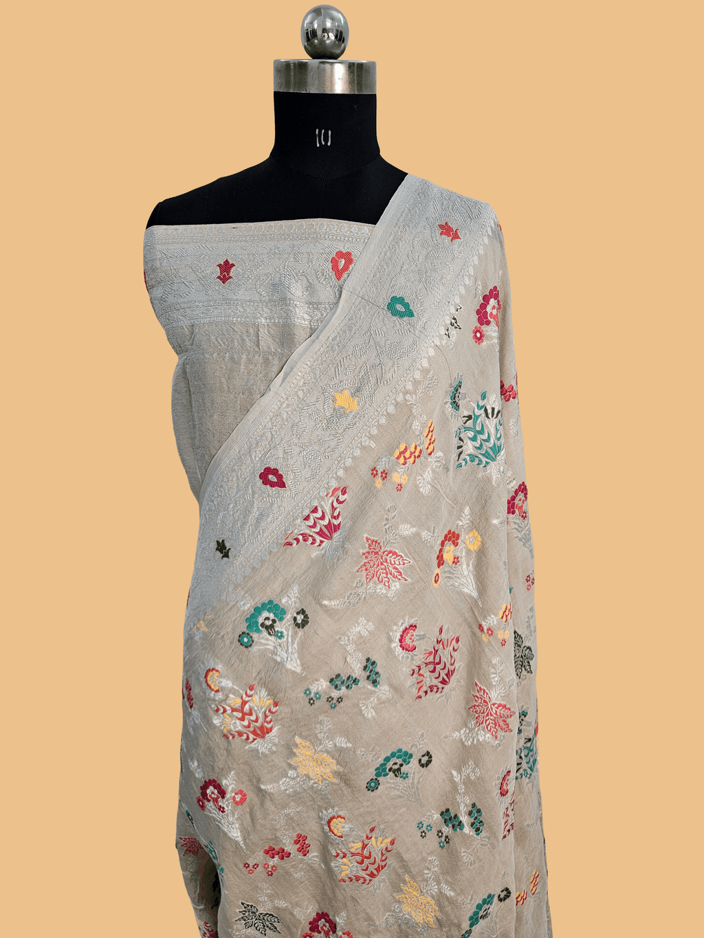 pure tussar silk banarasi meena woven saree in Tussar natural