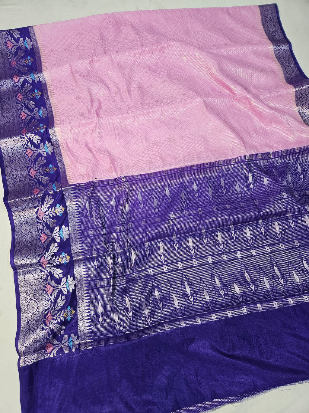 Banarasi Brocade Tilfi Meena Water Gaajri Faux Katans Woven Saree