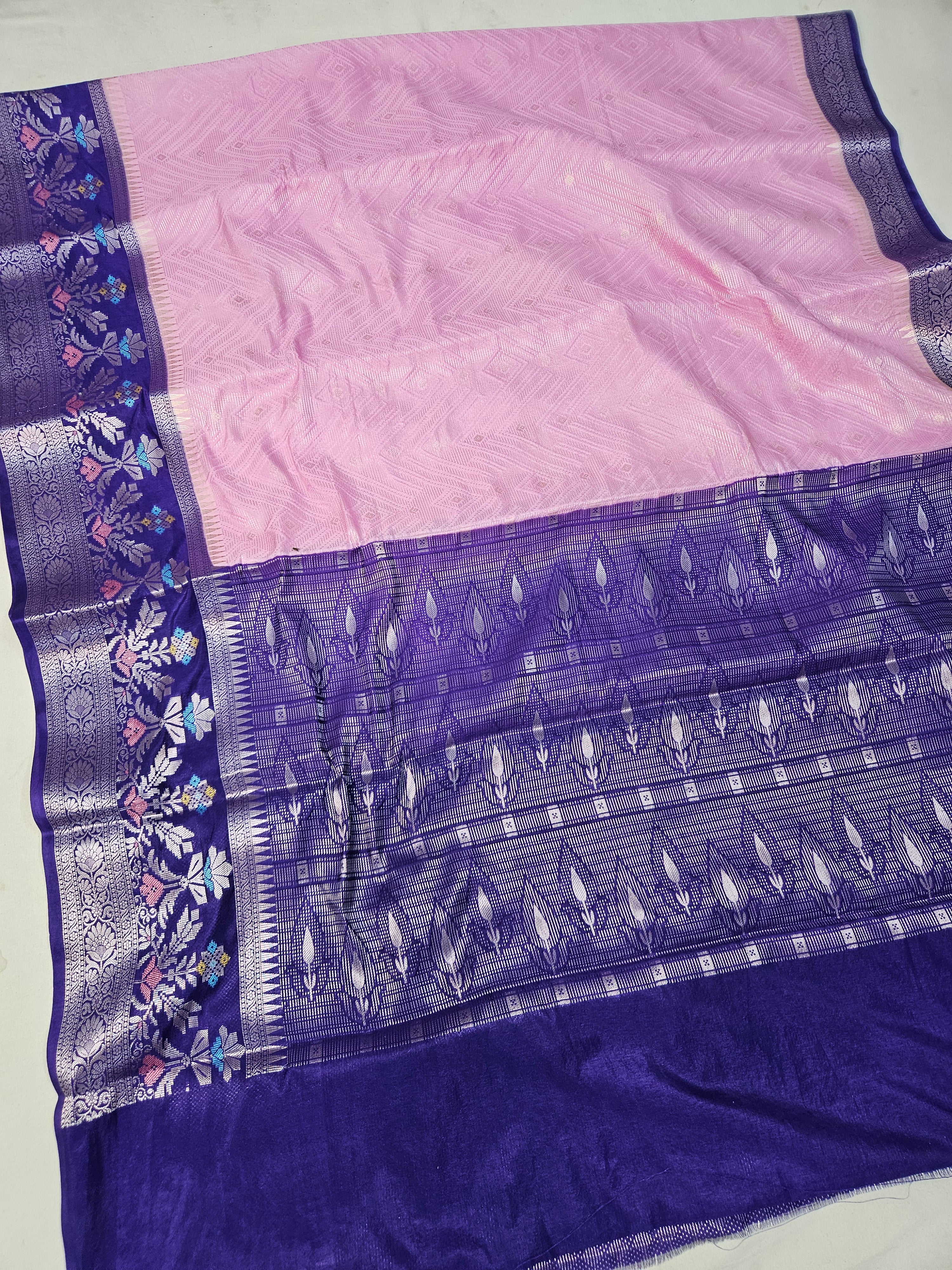 Banarasi Brocade Tilfi Meena Water Gaajri Faux Katans Woven Saree