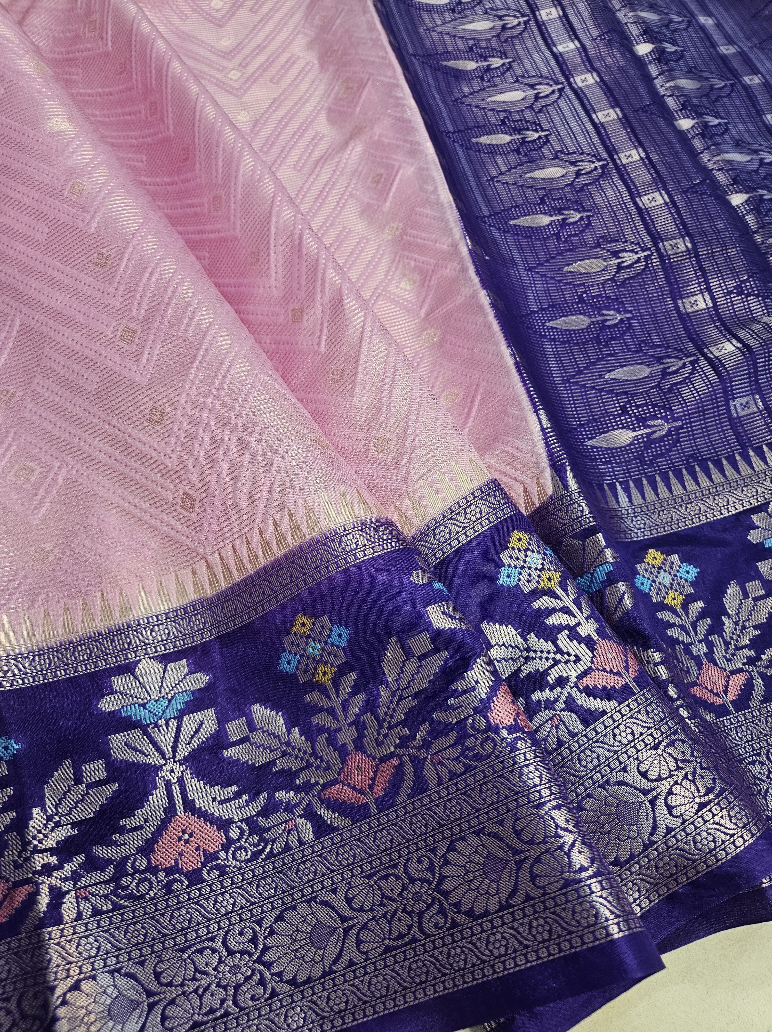 Banarasi Brocade Tilfi Meena Water Gaajri Faux Katans Woven Saree