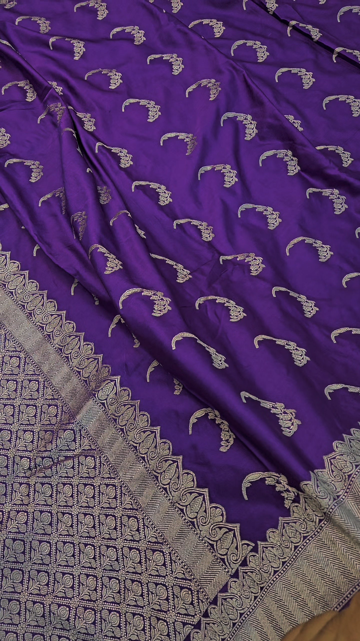 mashru banarasi woven saree in royal purple