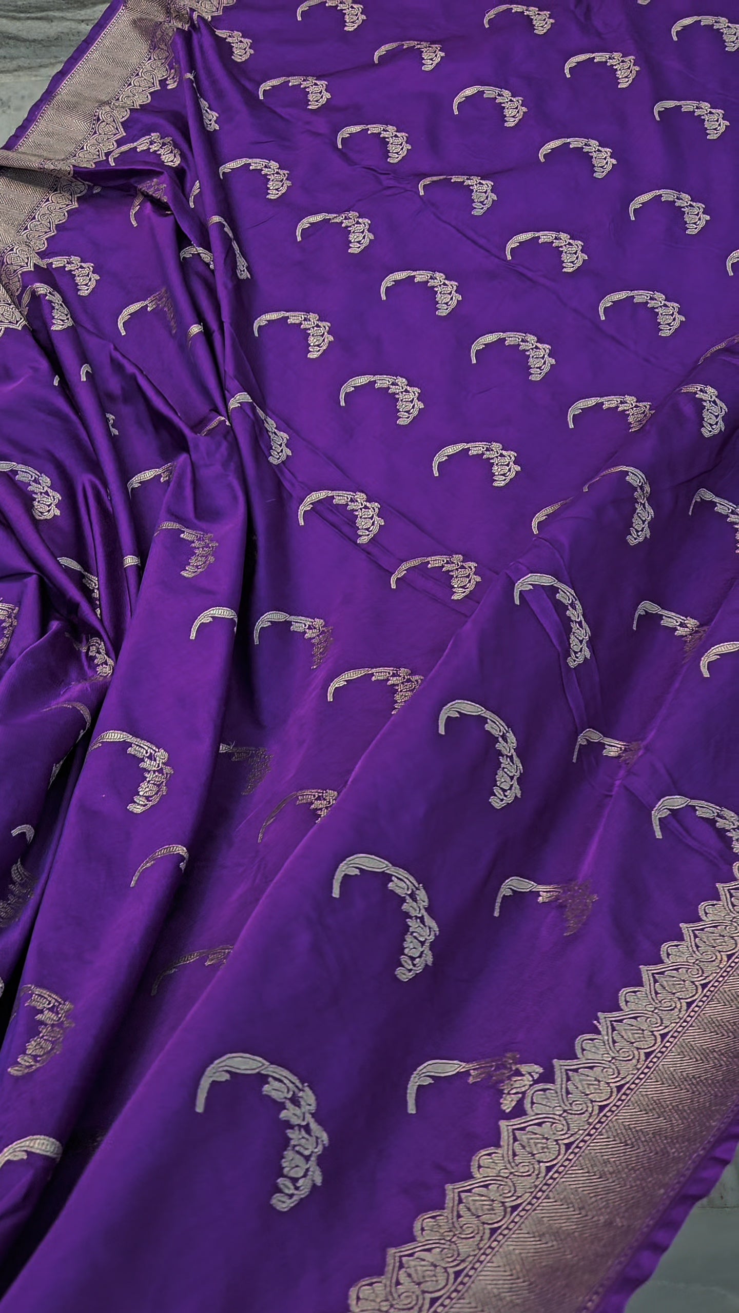 mashru banarasi woven saree in royal purple