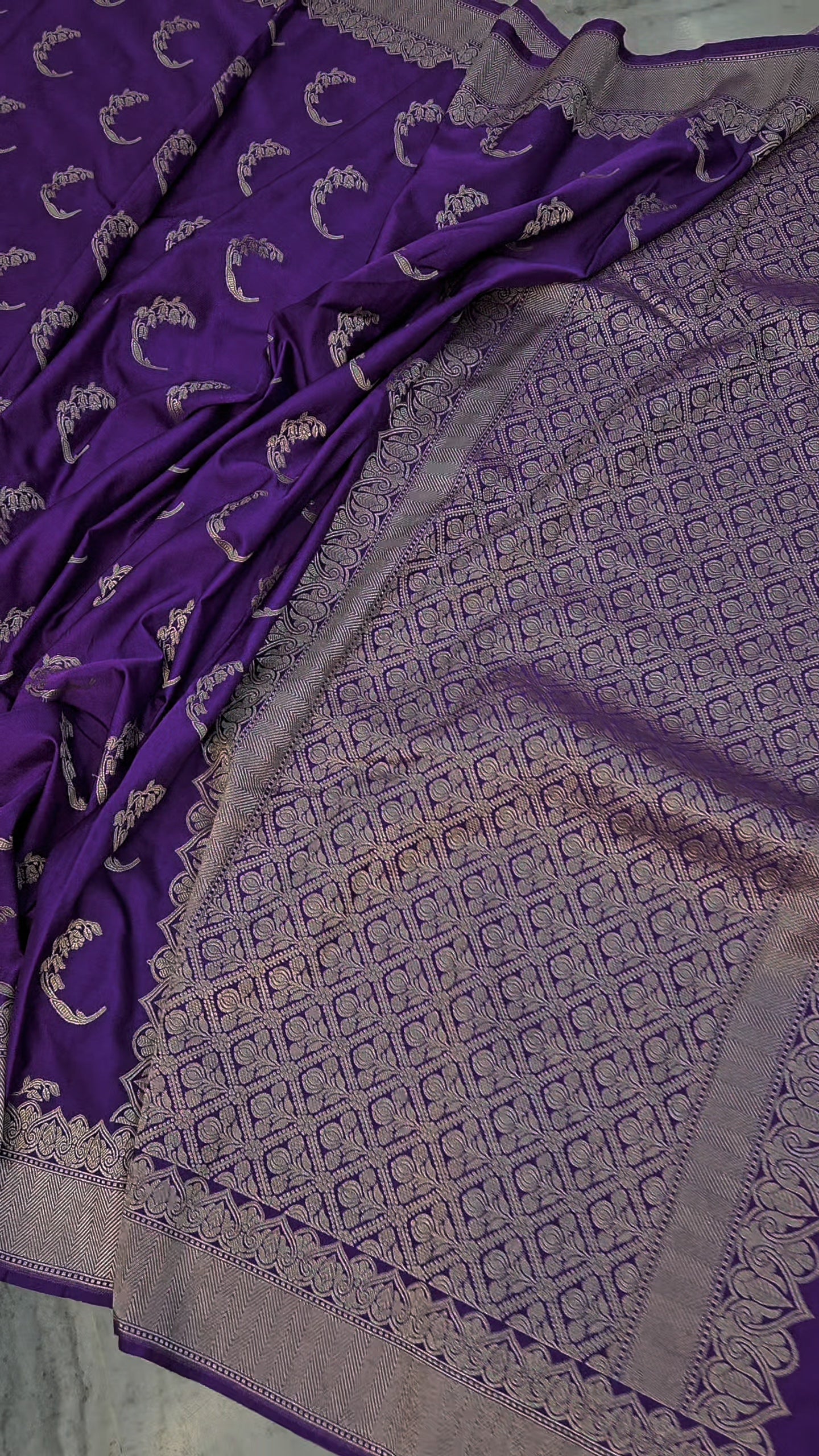 mashru banarasi woven saree in royal purple