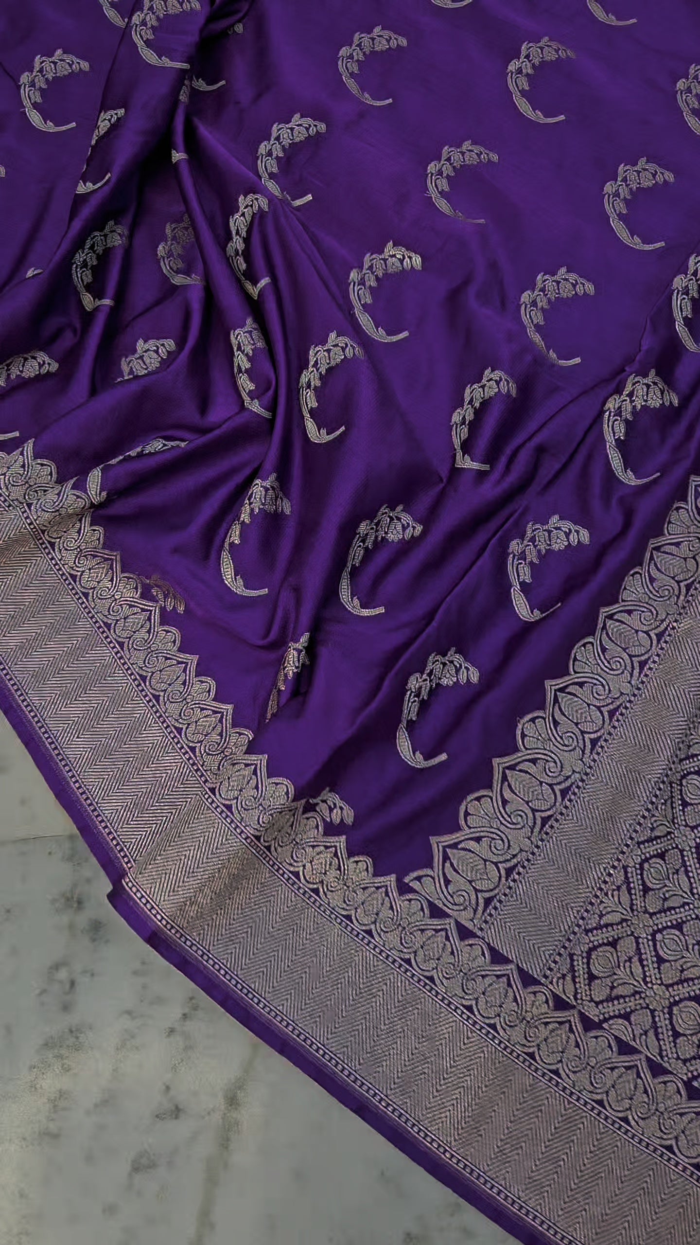 mashru banarasi woven saree in royal purple