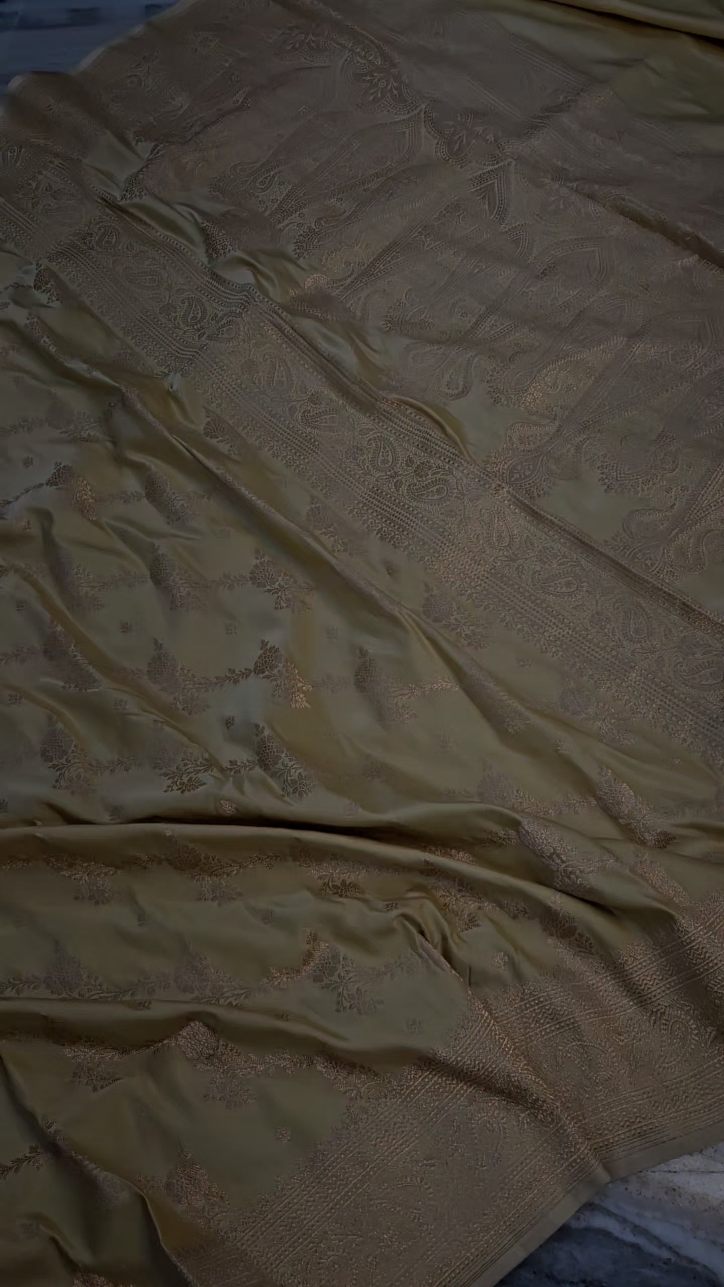 ivory cream banarasi faux Mashru katans woven saree