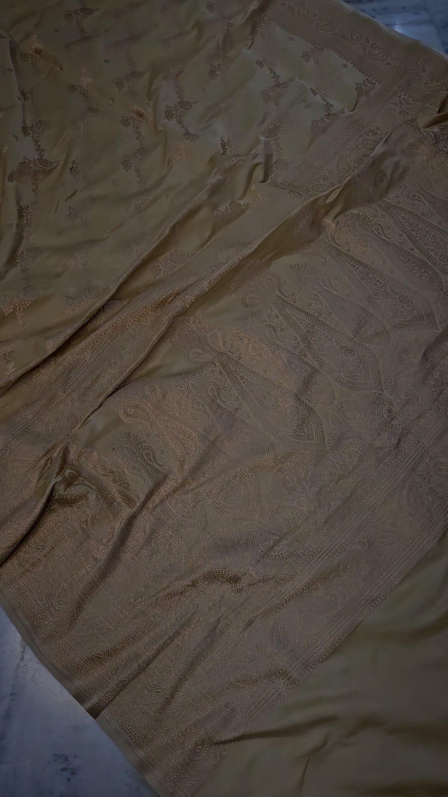 ivory cream banarasi faux Mashru katans woven saree