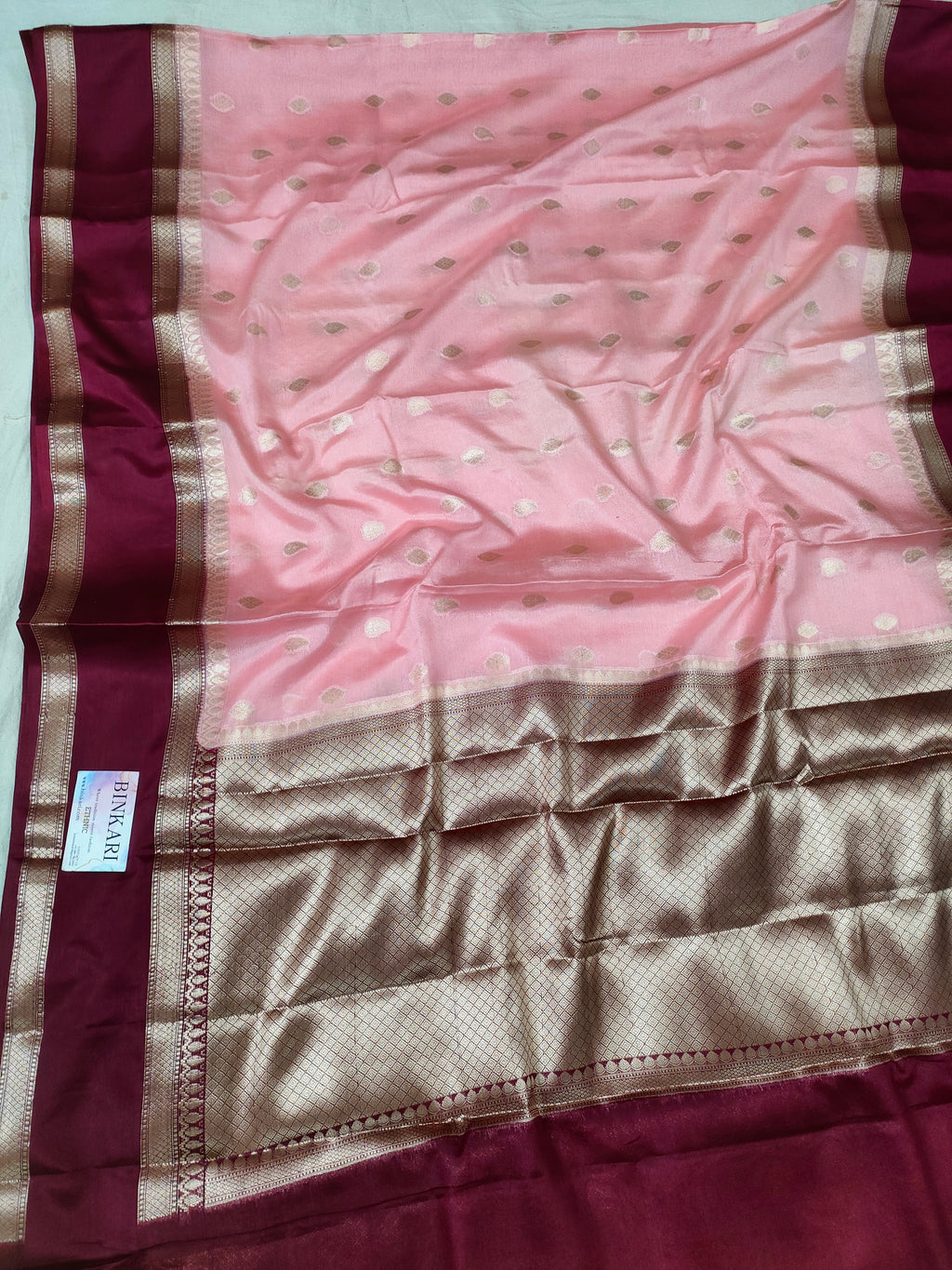 Soft Banarasi Faux Katans Blend Saree With Blouse Faux Zari Buti Pattern/ Baby Pink