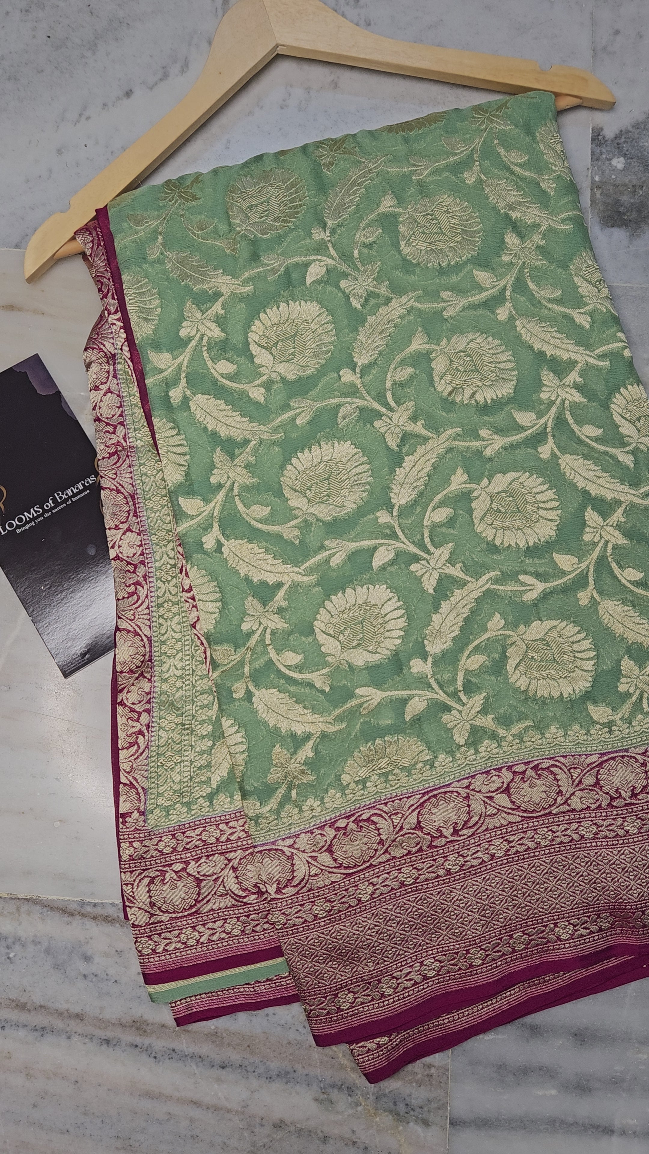 Pure Contrast Georgette Jungla Weaving Banarasi Saree