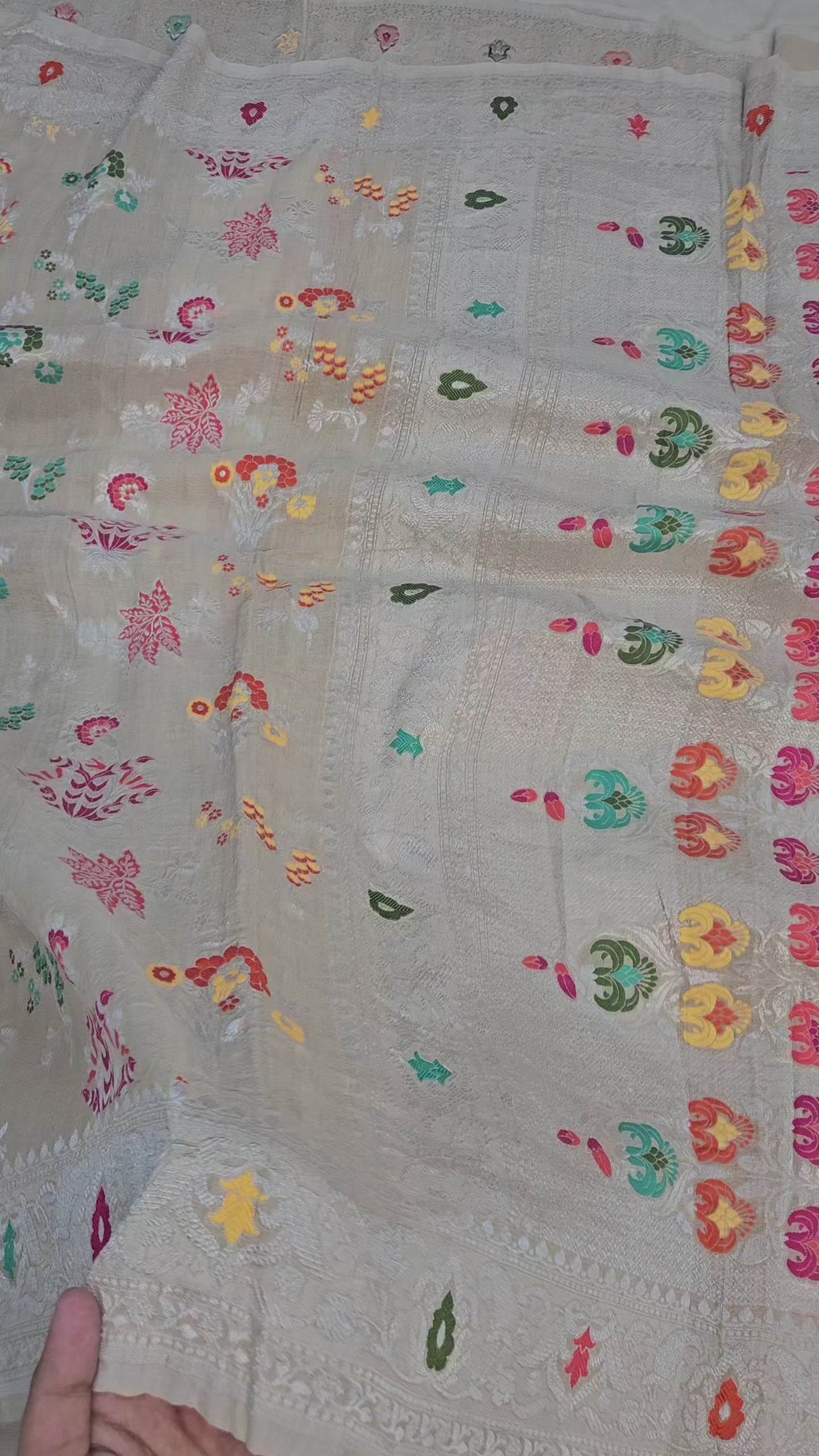 pure tussar silk banarasi meena woven saree in Tussar natural