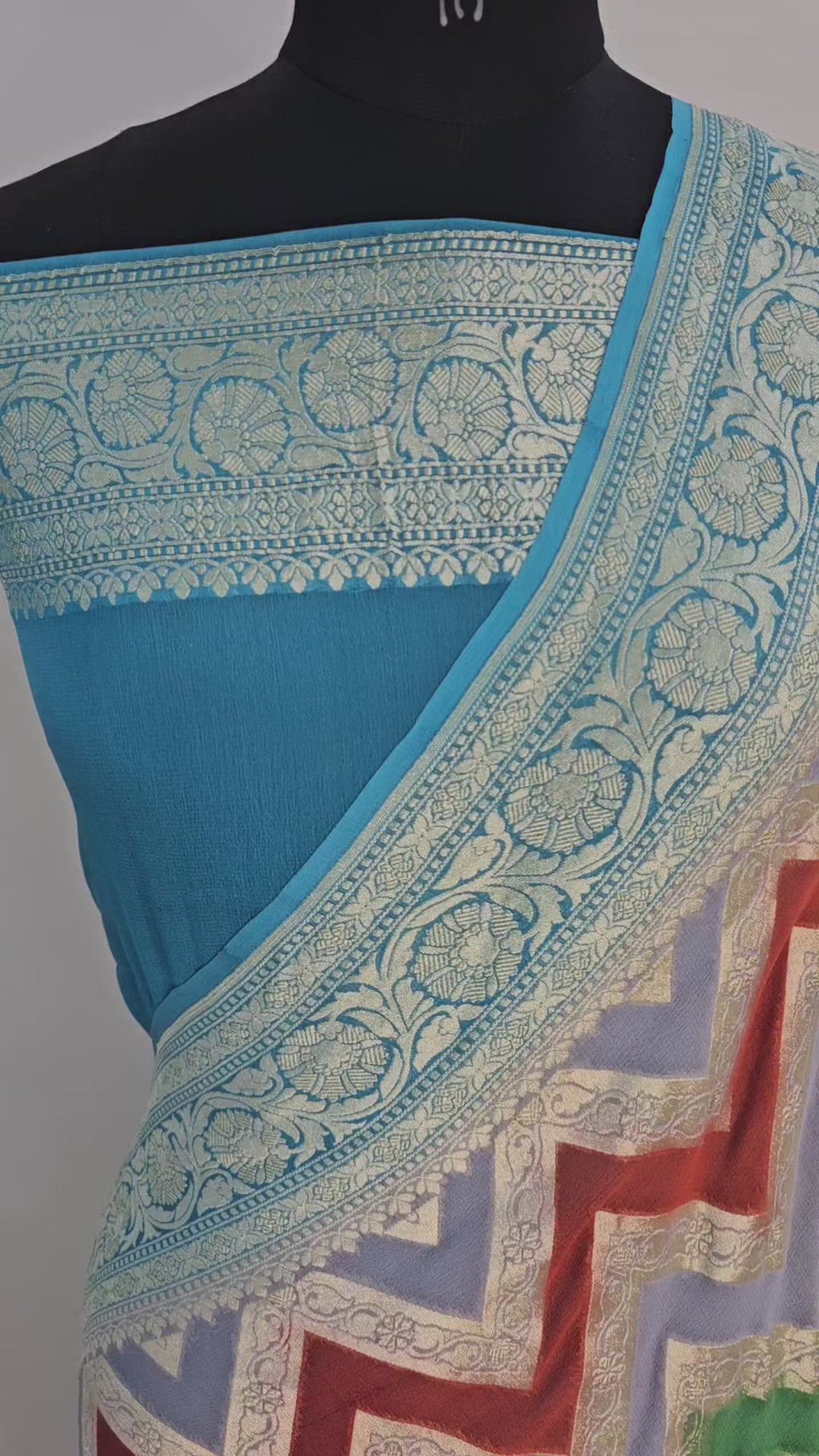 pure georgette silk banarasi handbrush work woven tested zari saree