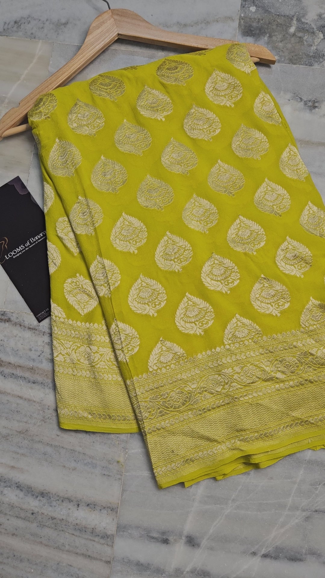 Pure Georgette Banarasi Saree weaving faux jaal watergold zari in