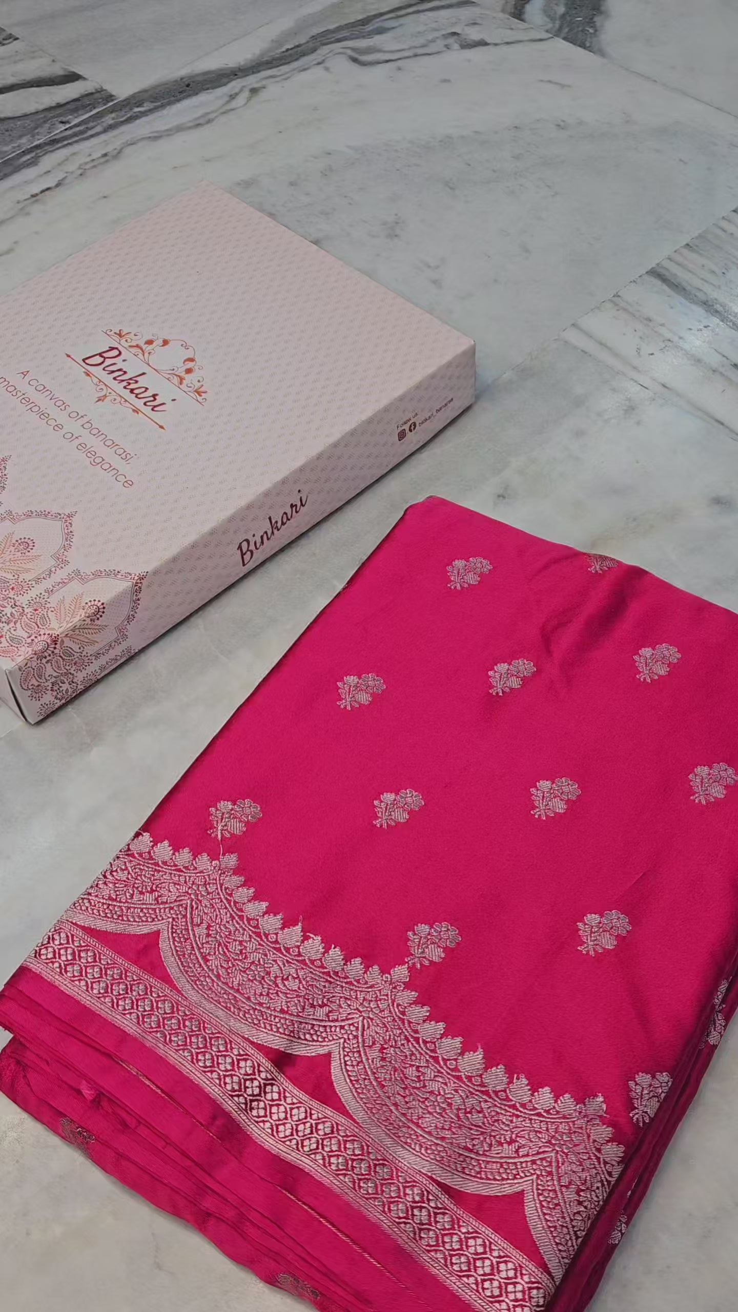 Strawberry Pink Mashru satin woven banarasi saree