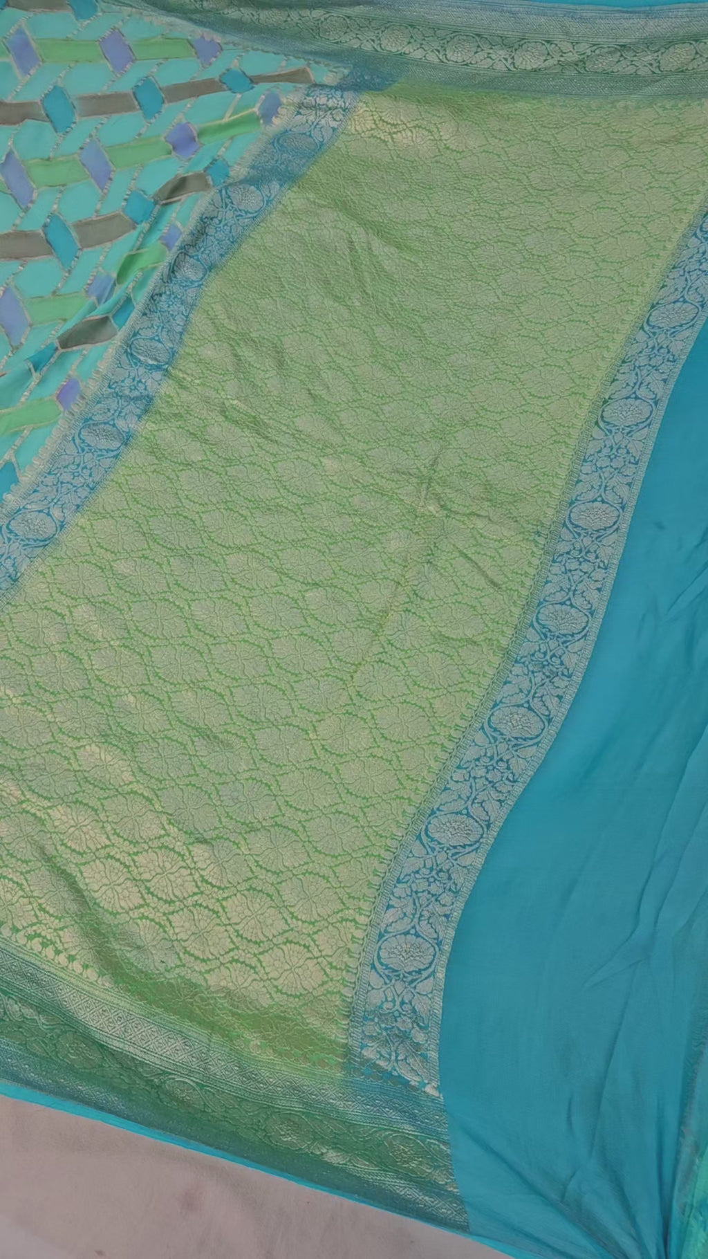 pure georgette silk banarasi handbrush work woven tested zari saree