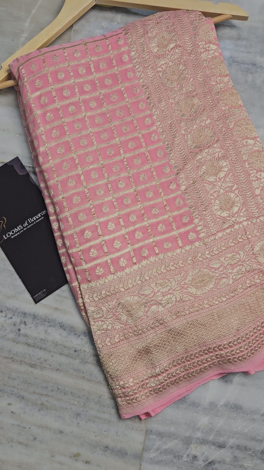Pure Georgette Jungla Weaving Banarasi Saree in peach