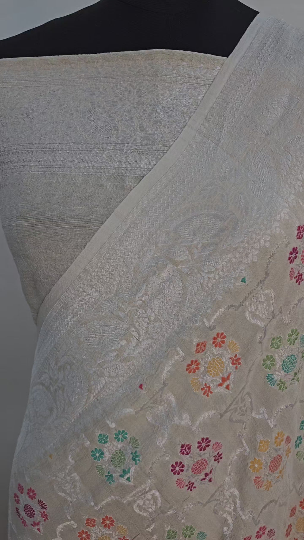 Natural pure tussar silk banarasi meena woven saree