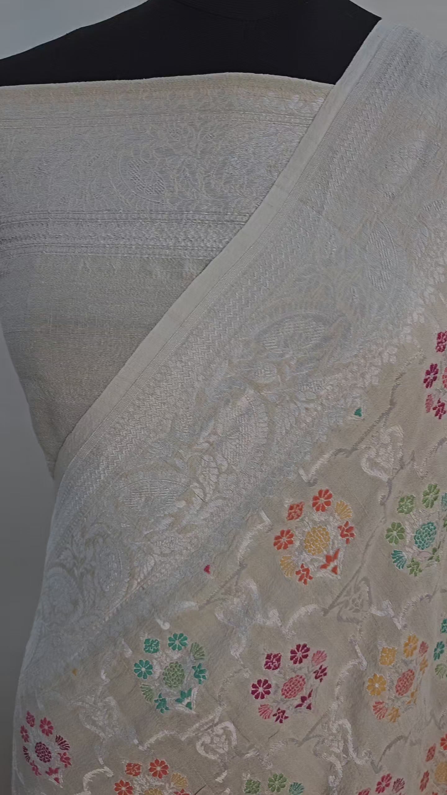 Natural pure tussar silk banarasi meena woven saree