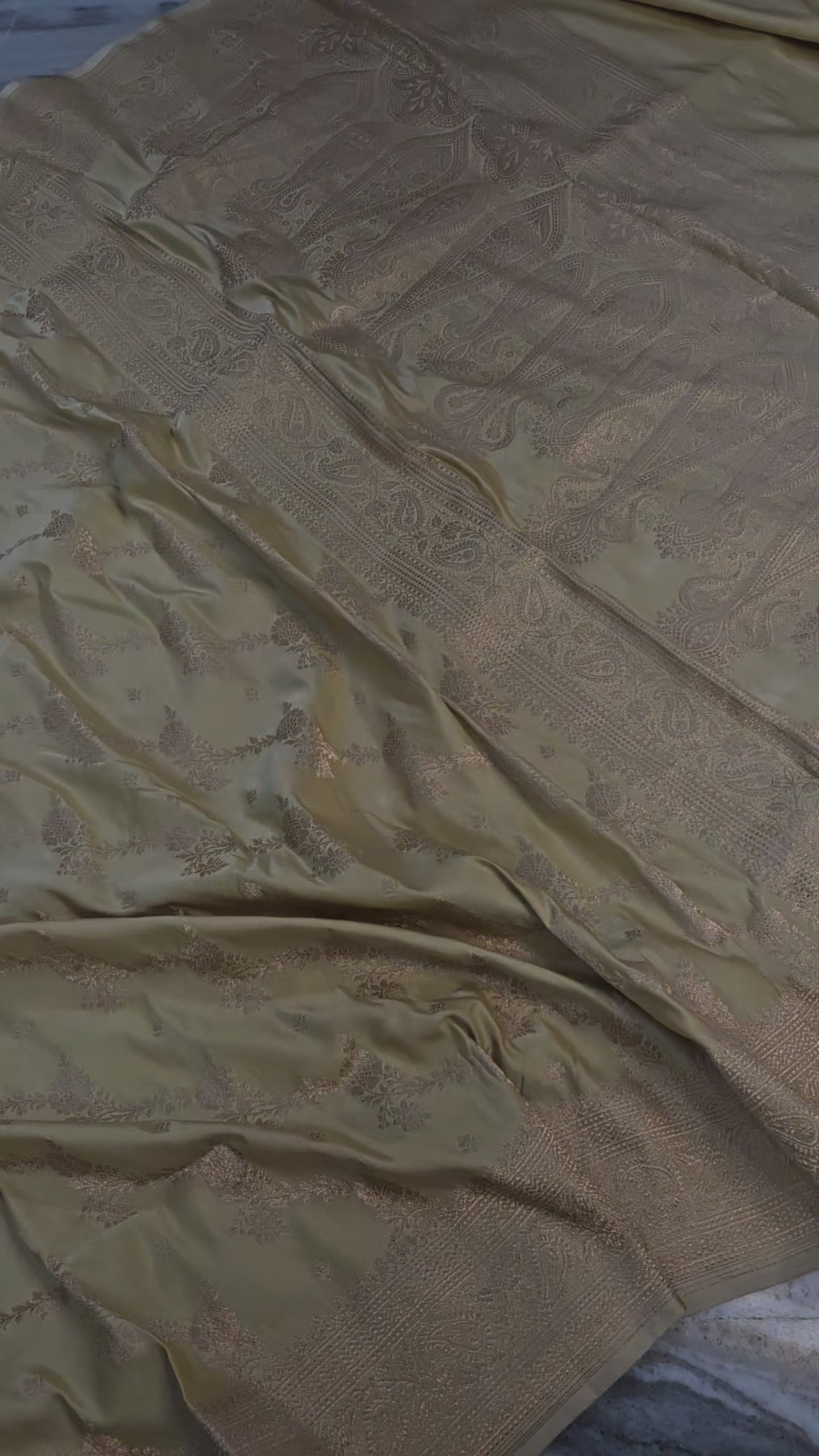 ivory cream banarasi faux Mashru katans woven saree