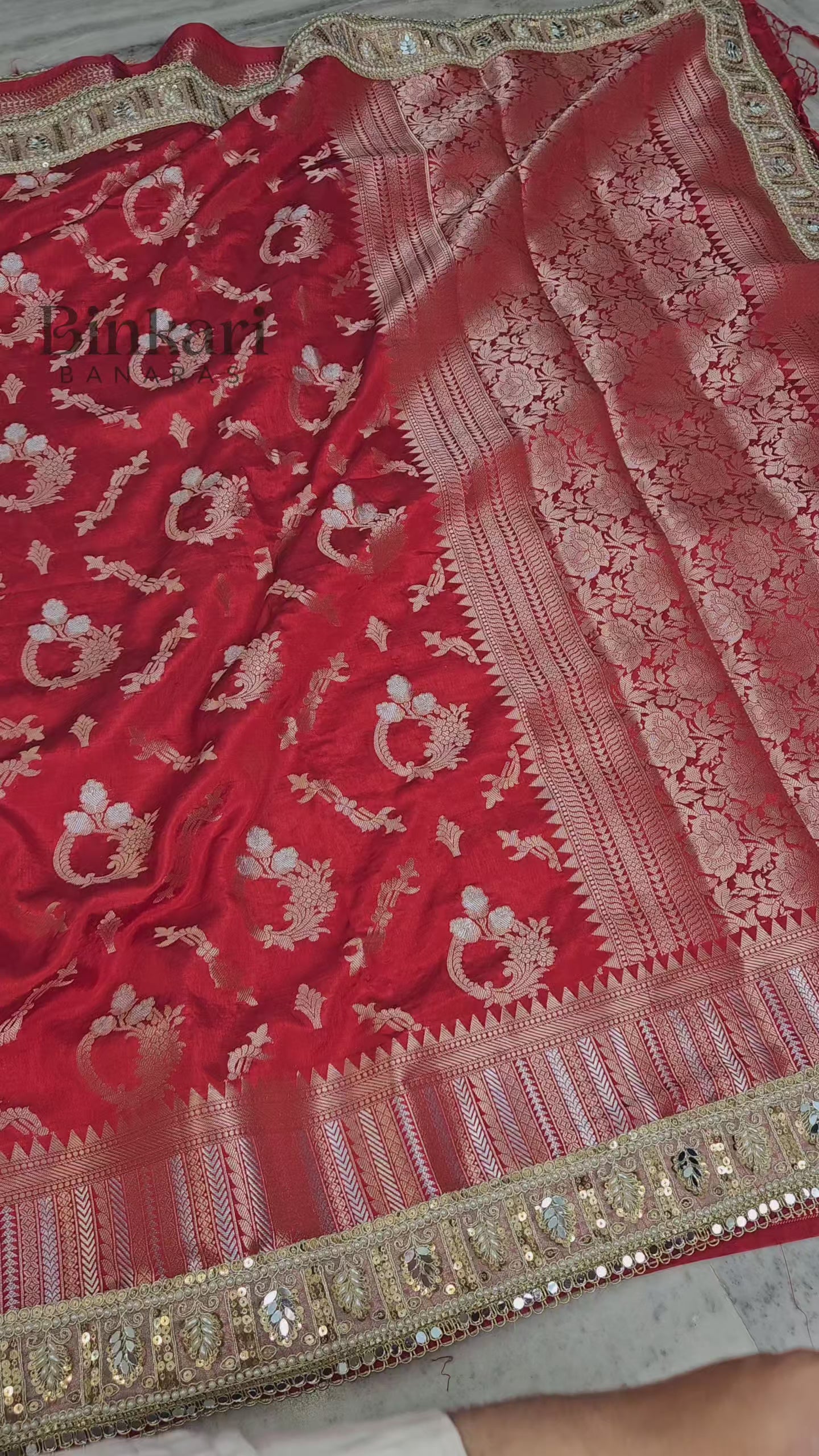 Rajwada katans faux Nazakat mirror lace work Banarasi Saree