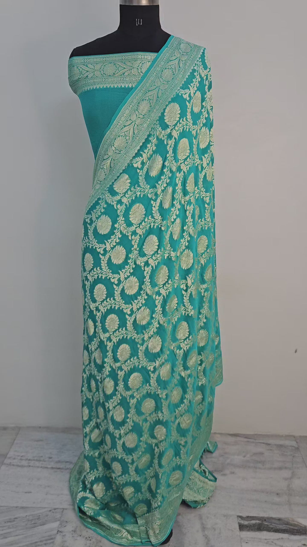 banarasi pure georgette silk woven tested zari saree