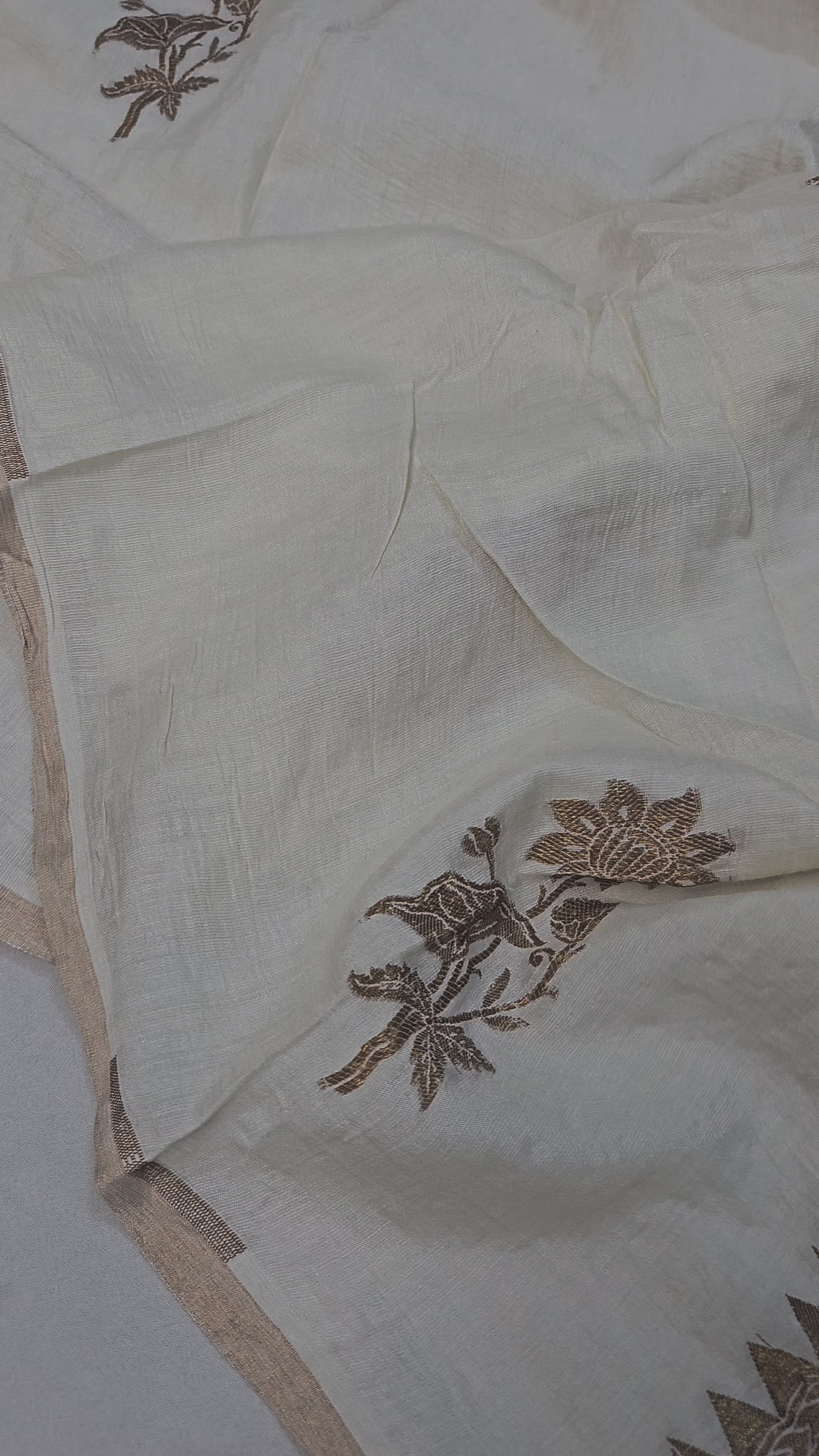 handloom pure moonga silk banarasi saree in off white