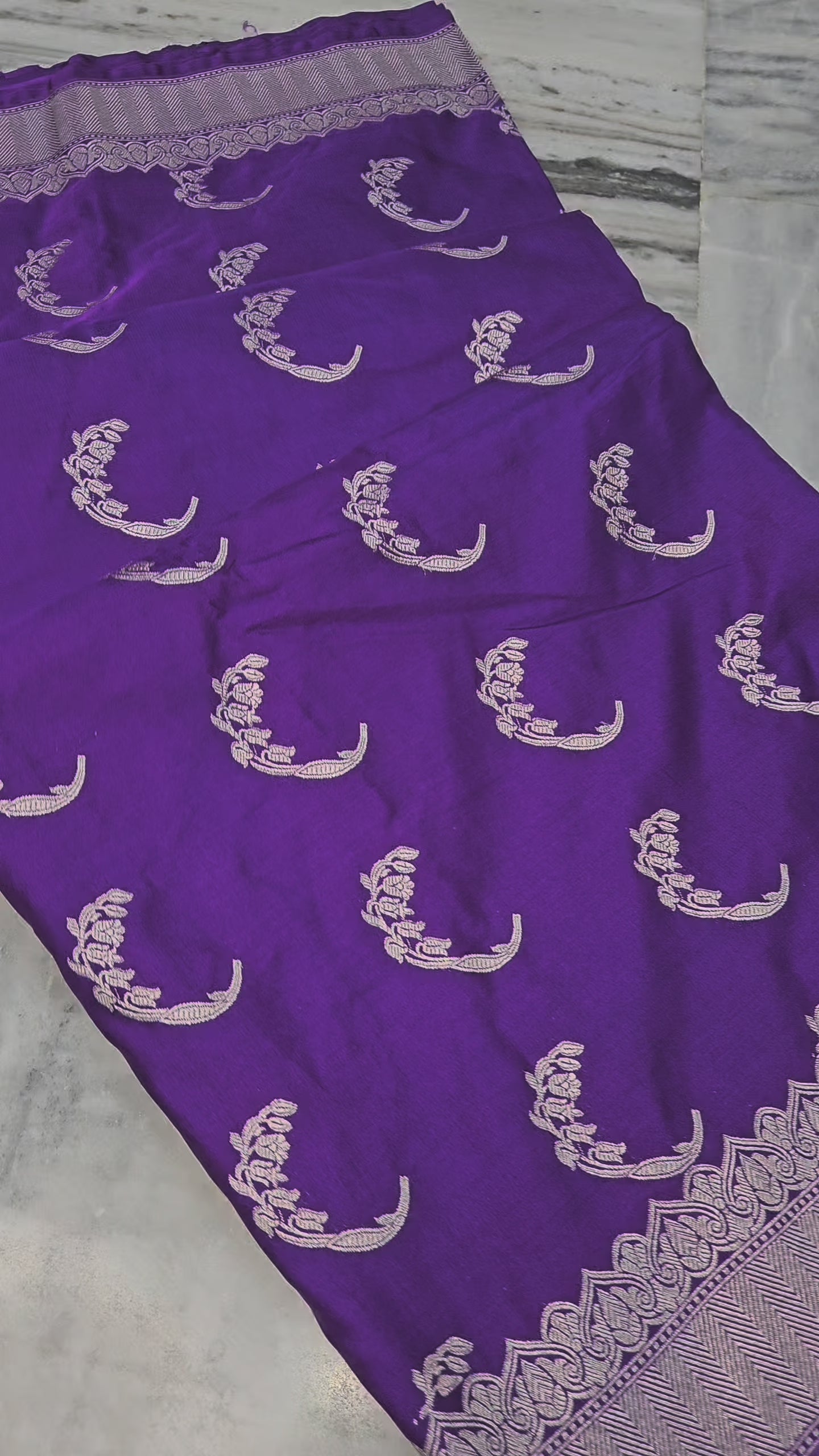 mashru banarasi woven saree in royal purple