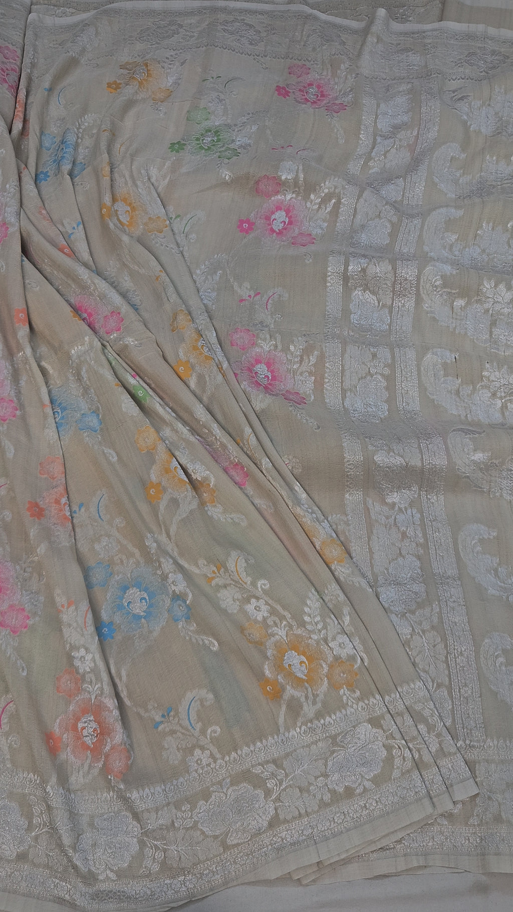 pure natural tussar silk banarasi meena woven saree
